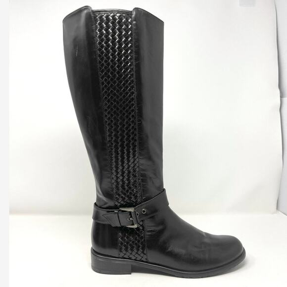 Stuart Weitzman Black Leather Knee-High Riding Boots, Size 7M - Picture 3 of 9